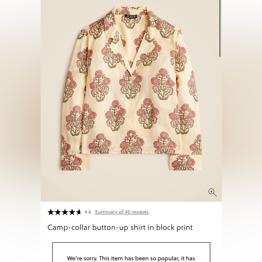 J. Crew Camp-collar button-up shirt in block print